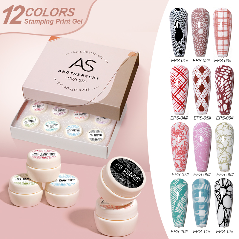 Nail Art Stamping Kit - ネイルスタンピングジェルポリッシュセット ブラック ホワイト レッド ブルー ネイルプリントラッカー