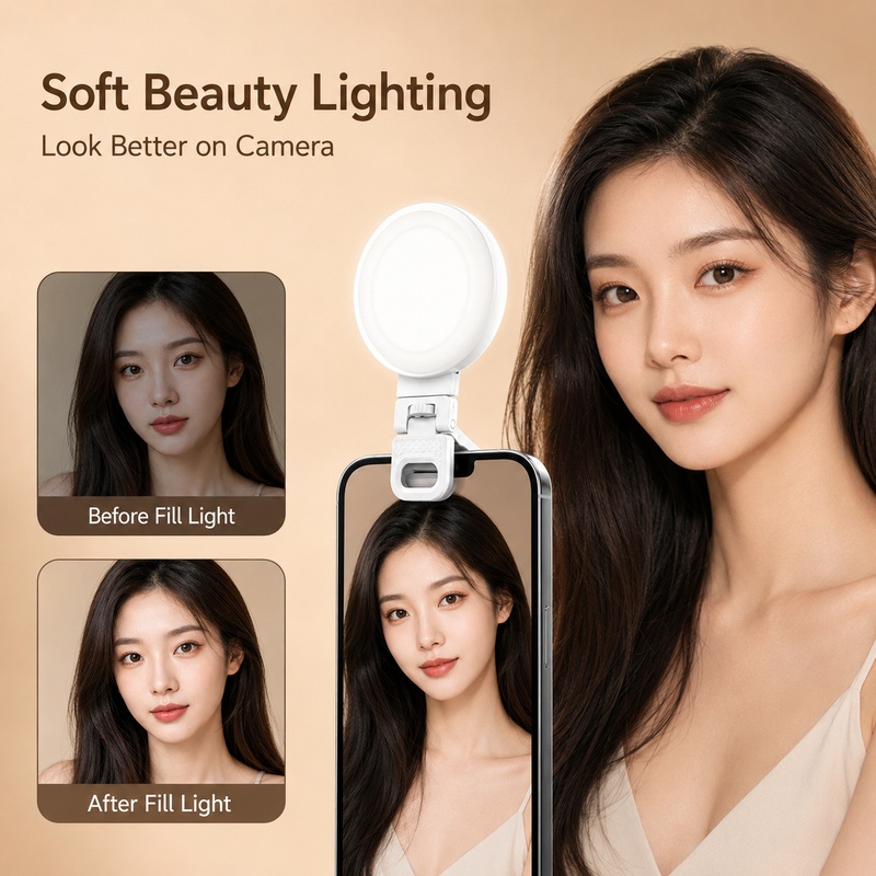 Beauty Makeup Video - 携帯電話用ビデオライト LEDポケットフィルライト セルフィー写真撮影 Vlog ライブストリーミング 美容メイクアップ用
