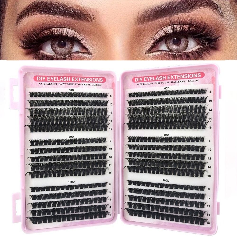 False Eyelashes Natural - 新しい8-16mmの長さのつけまつげ、ナチュラルルック、30D/40D/50D/60Dのボリュームファン、ふわふわのクラスター、自宅用フェイクまつげ