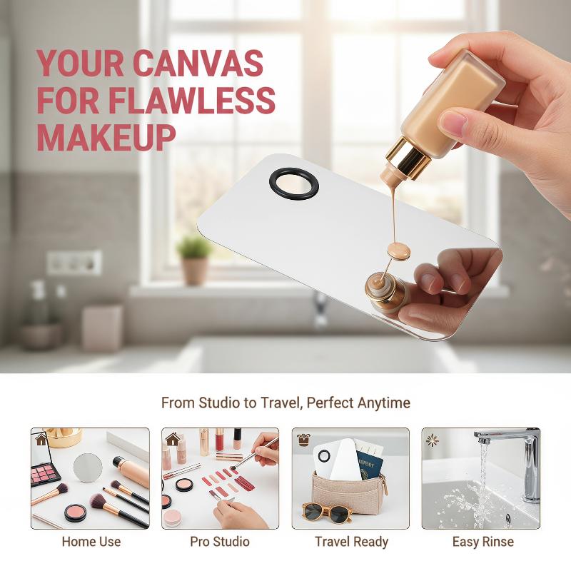Beauty Makeup Palette - ステンレス製メイクアップミキシングパレット、ファンデーションスパチュラ、水彩絵の具、アイシャドウスティック、メイクアップコスメティックビューティーツール