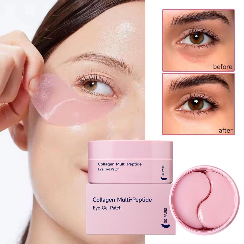 Collagen Eye Patch - コラーゲンマルチペプチドアイパッチ、むくみ、くま、しわ対策、明るく潤う目元用マスク 30ペア