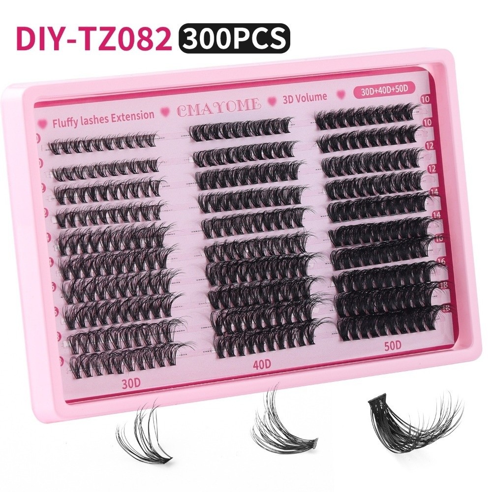 False Eyelashes Natural - 300本入り ボンド＆シールつけまつげ ナチュラルルック 30列 大容量ボリュームラッシュ 30D/40D/50D/60D/80D/100D