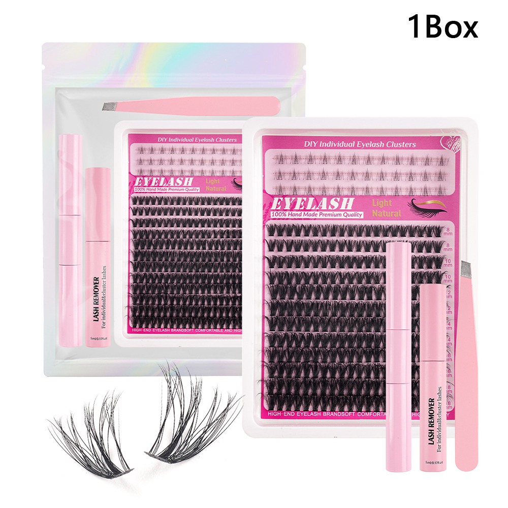 False Eyelashes Natural - 8-18mmの長さのつけまつげ、ナチュラルな見た目、ウィスピー風DIYまつげエクステキット、クラスターデザイン、接着剤とシーラー付きのつけまつげ