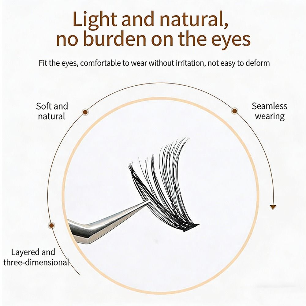 False Eyelashes Natural - ナチュラルルックつけまつげ ボンドアンドシール ウィスピー風 3Dフェイクミンク ラッシュクラスターデザイン アイメイクツール