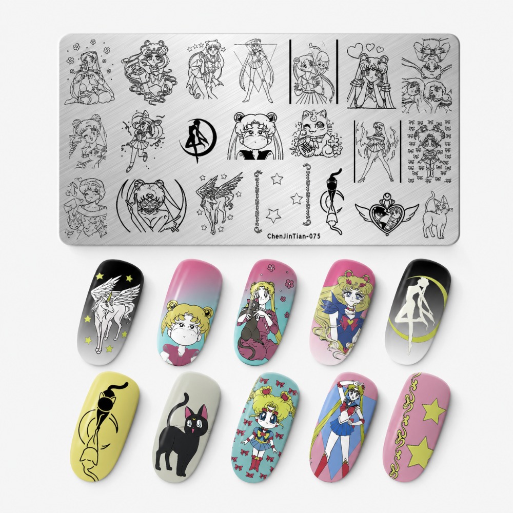 セーラームーンアニメネイルスタンピングプレート、かわいい漫画 - Nail Art Stamping Kit のレビューと価格