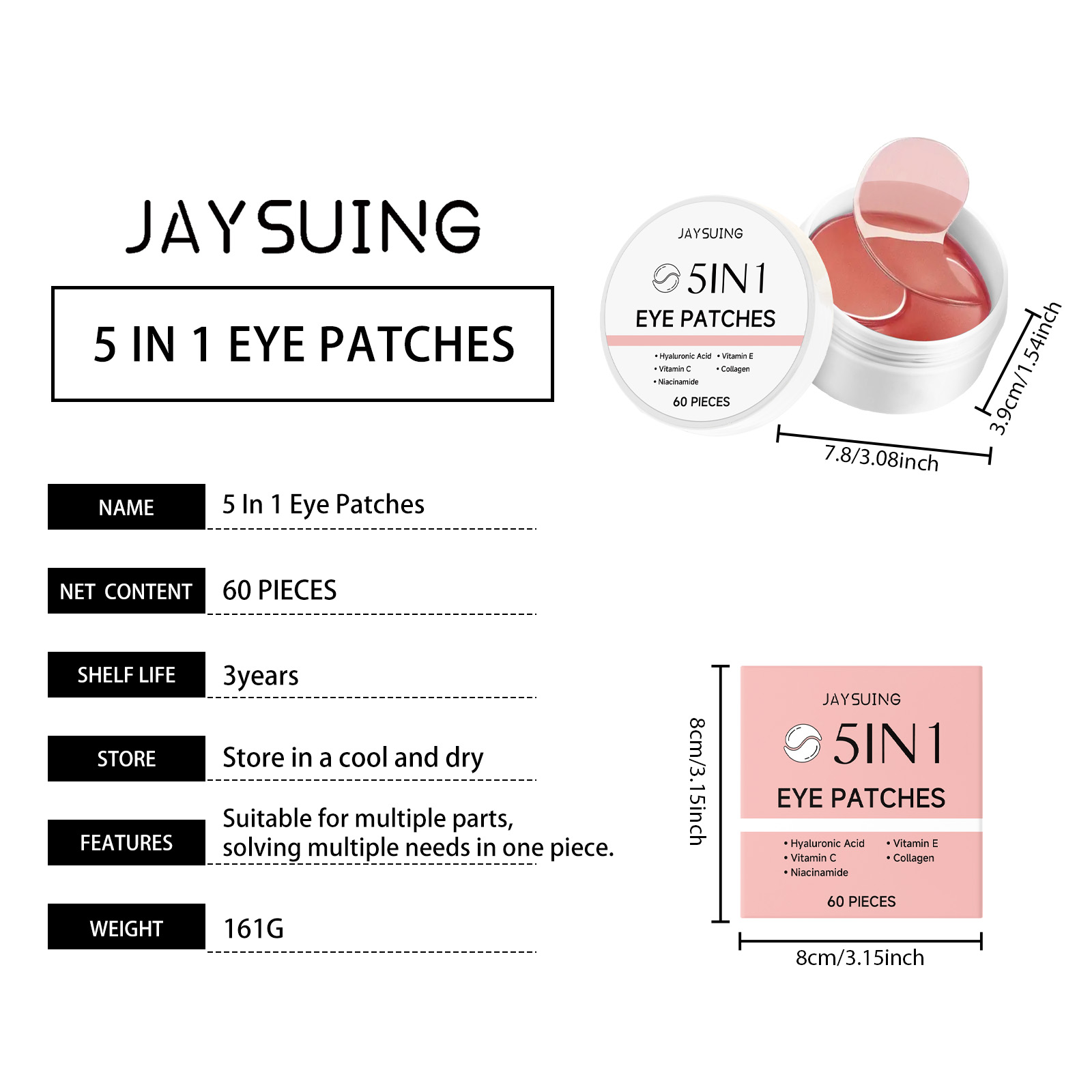 ジェイシング 5in1 アイパッチ ローズの香り ヒアルロン - Collagen Eye Patch のレビューと価格