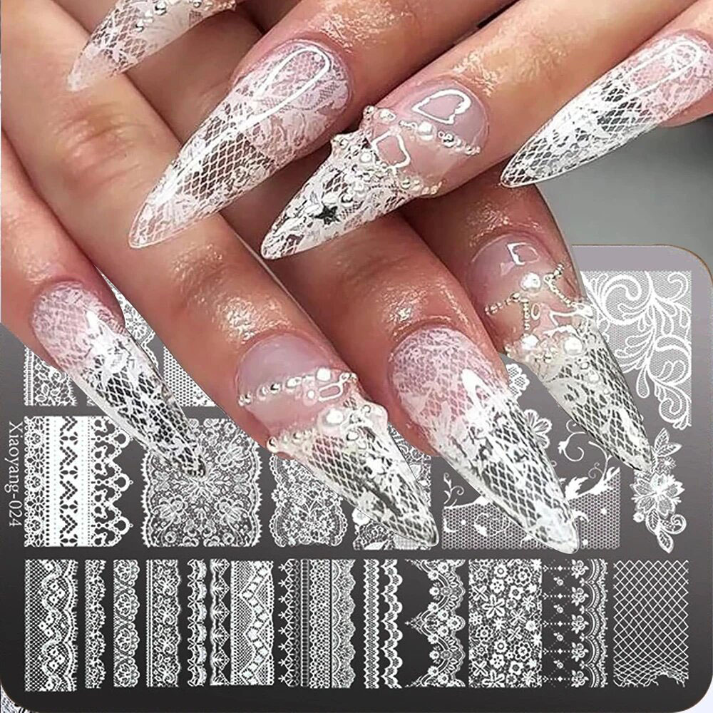 14.5 * 9.5 レースメタルネイルアートスタンピングテ - Nail Art Stamping Kit のレビューと価格