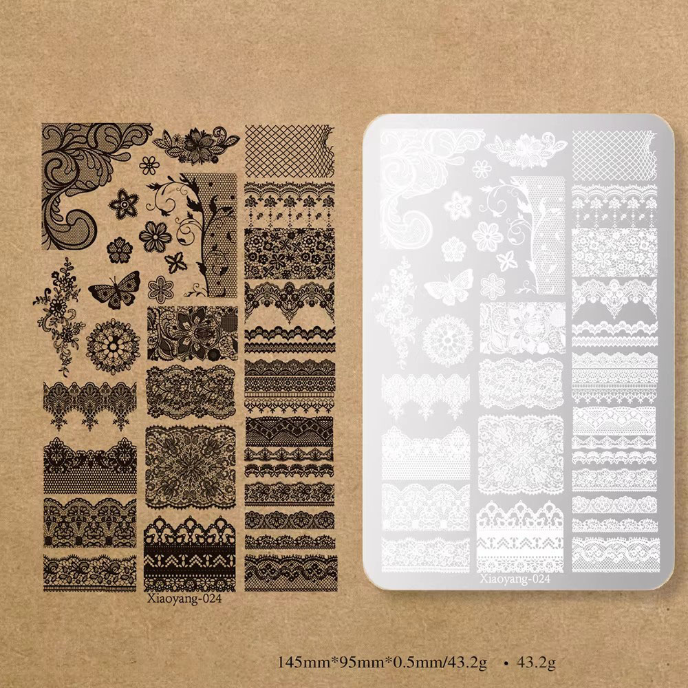 14.5 * 9.5 レースメタルネイルアートスタンピングテ - Nail Art Stamping Kit のレビューと価格
