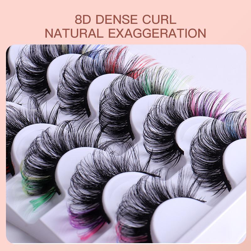 7ペア カラフルつけまつげ 3Dミンクカラー DDカール ふ - False Eyelashes Natural のレビューと価格